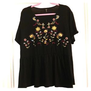 Embroidered Babydoll Top